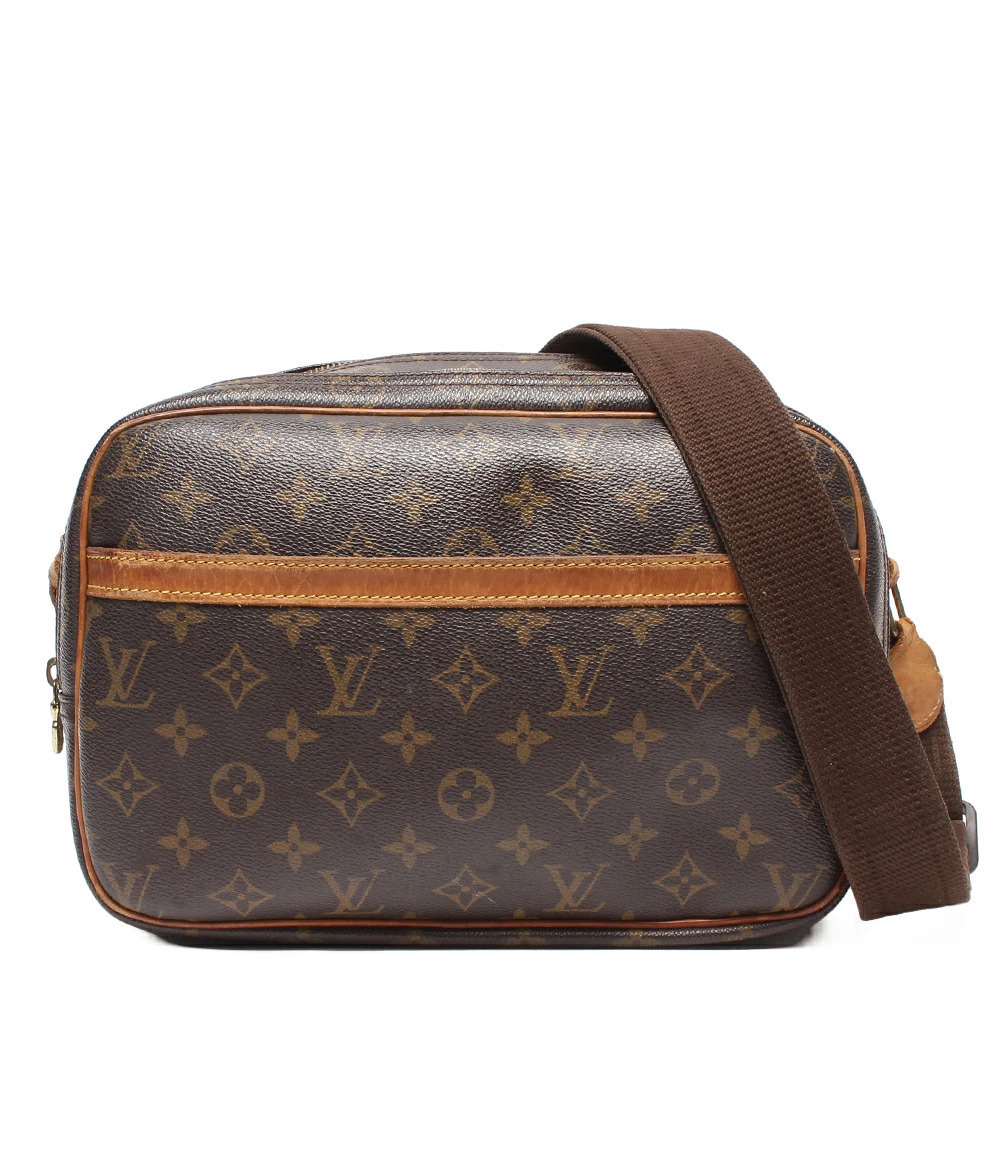 Louis Vuitton Reporter Monogram Crossbody Bag Canvas Leather Brown